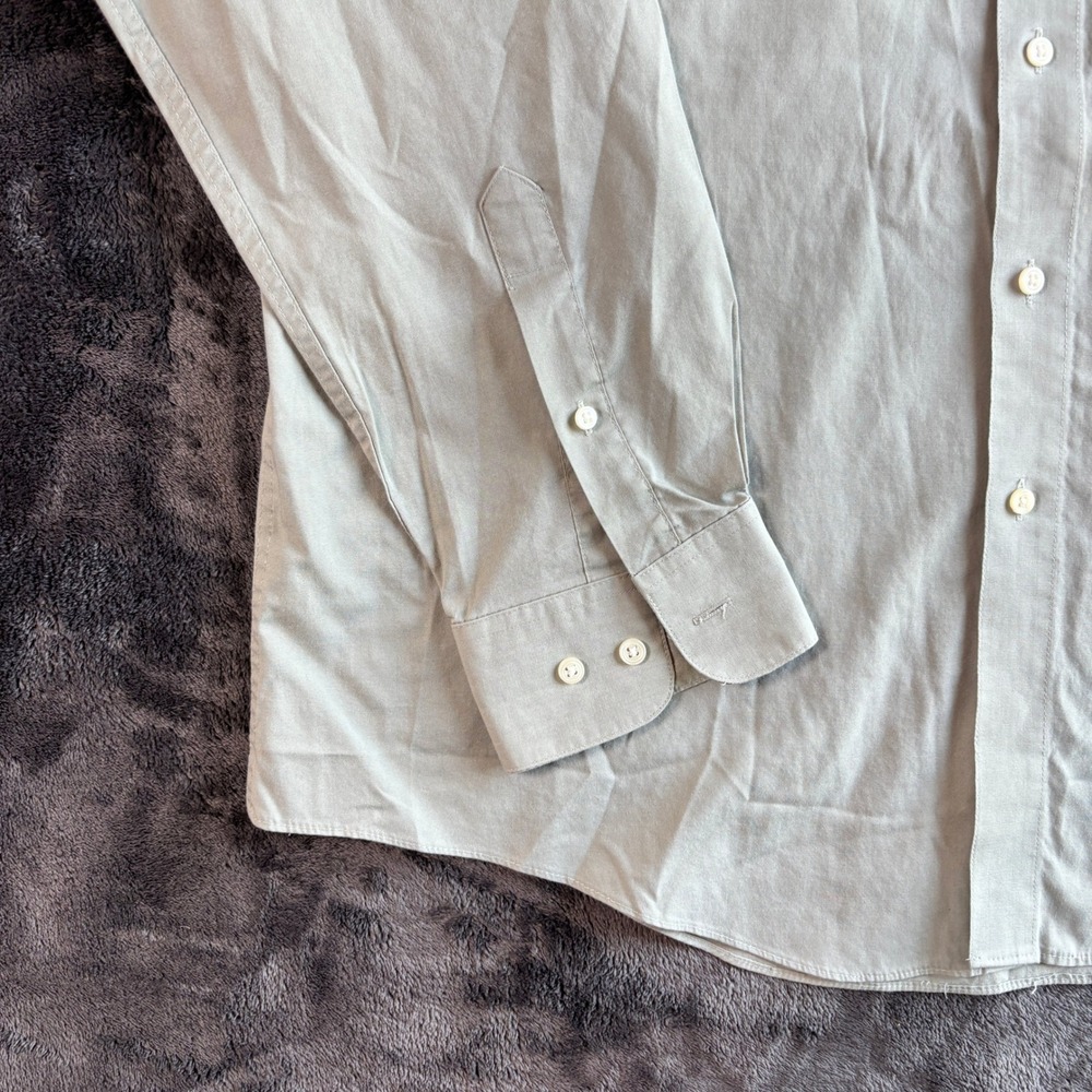 Pierre Cardin Mens Light Sage Dress Shirt Size 17 34/35 Long Sleeve Button Down - Picture 4 of 8